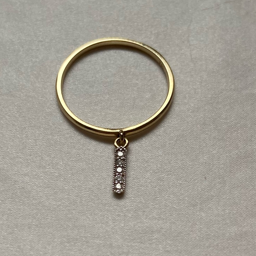 Catbird Gold Ring with Pavé Bar Charm